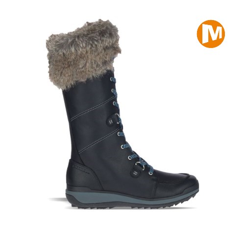 Merrell Snowcreek Tall Polar Waterproof Winterstiefel Damen Schwarz [DE-HBYJV]